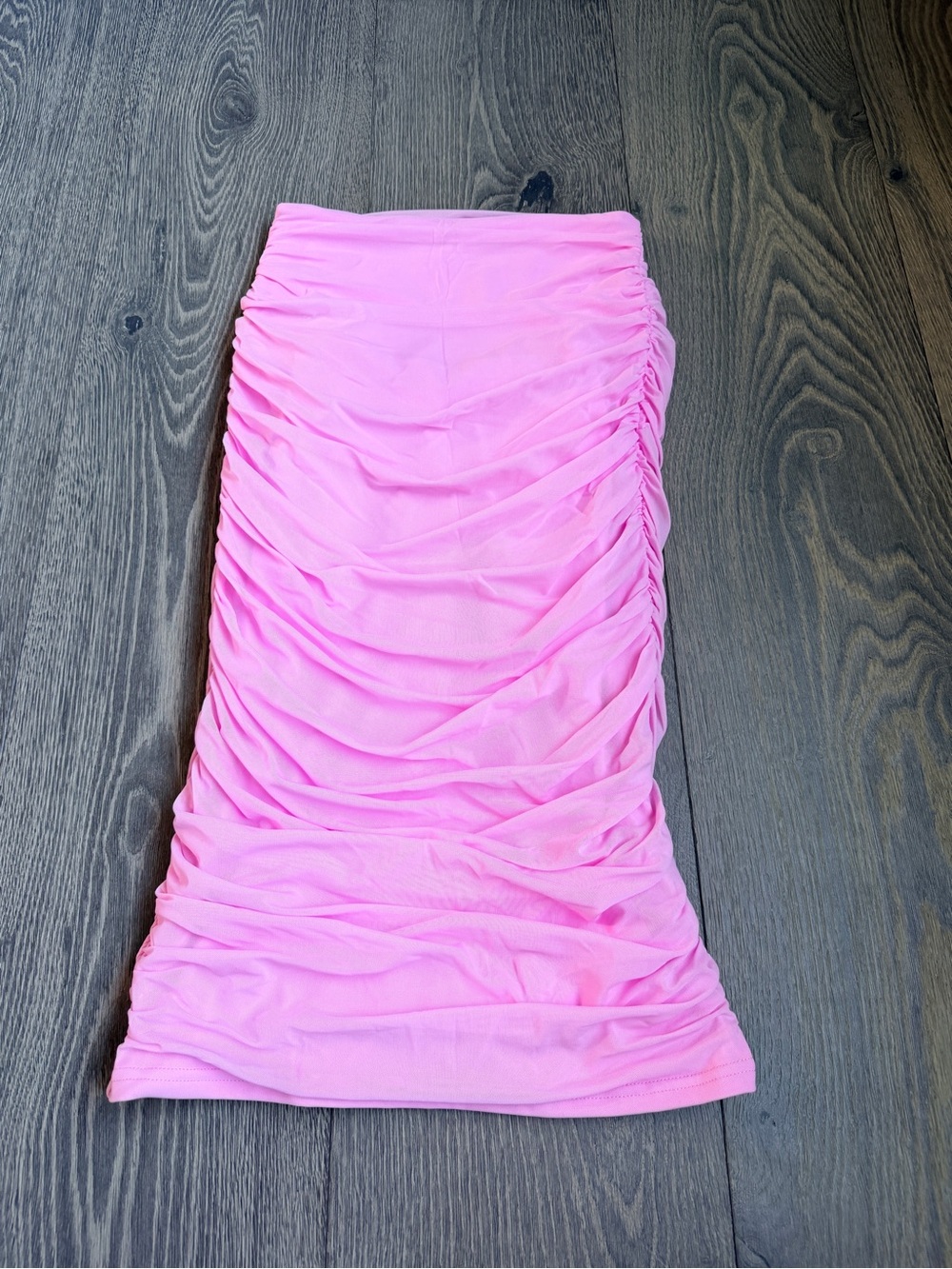 Exotica ExoticAthletica Pastel Pink Body Contouring Mesh Ruched Midi Skirt
